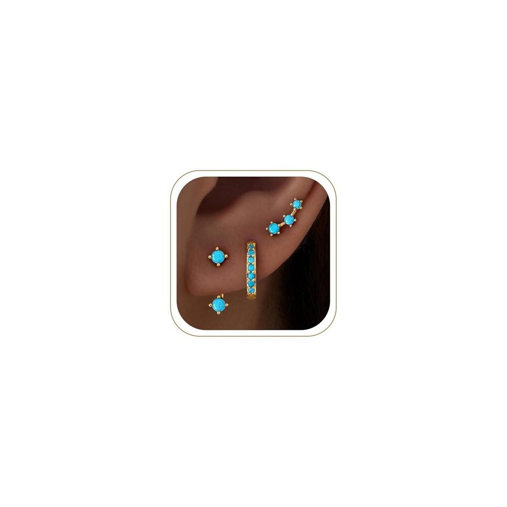 Turquoise Earrings for Women, Gold Western Cowgirl Country Jewelry, Summer